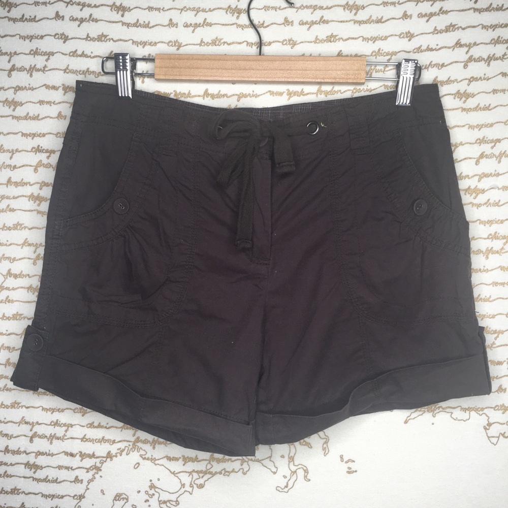 Willi Smith Size 6 Women's 100% Cotton Cargo Shorts - Dark Brown Drawstring